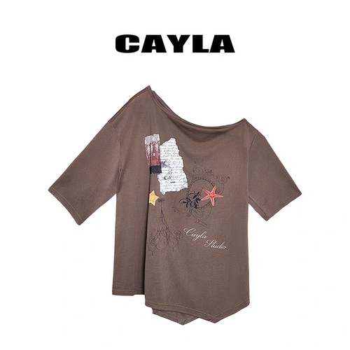 CAYLA 项小七 设计师品牌26夏季新款休闲百搭露肩短袖T恤