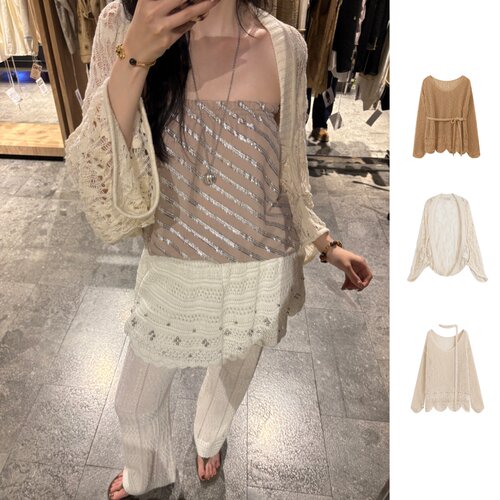 ICE DUST 项小七 26早春新品休闲时尚下摆镂空毛衣/SW19开衫/CA12