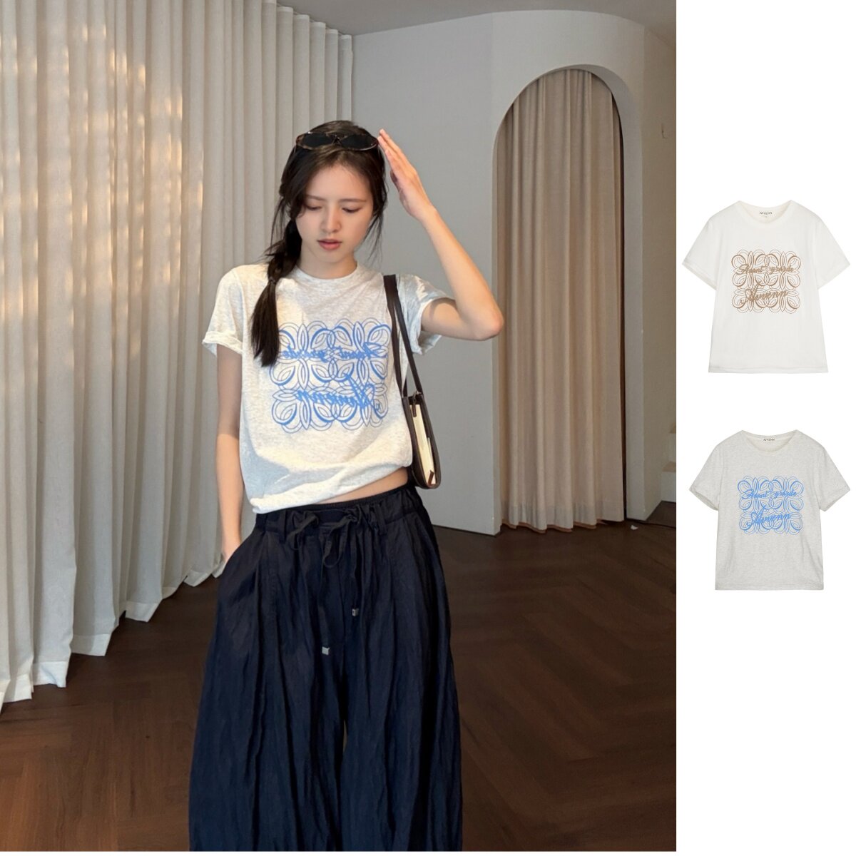 AVVENN 项小七 设计师品牌26早春新品休闲时尚印花logo正肩T恤图片
