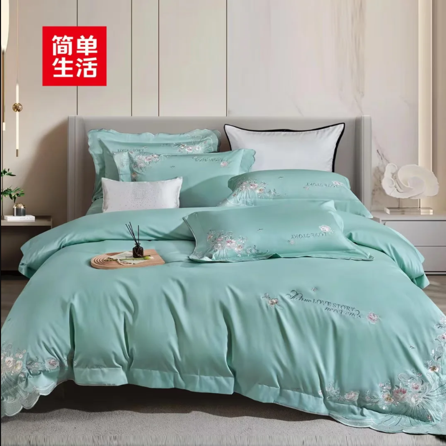 简单生活珍品大提花欧式床单四件套48860886轻奢60支长绒棉刺绣款,床上用品,床品套件/四件套/多件套,淘宝优惠券,粉丝福利购,淘宝优惠卷