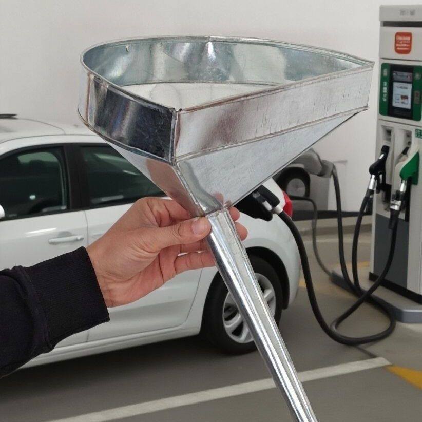 (镀锌铁)汽车货车加油漏斗加油器带过滤网免扶加油斗柴油漏斗车用