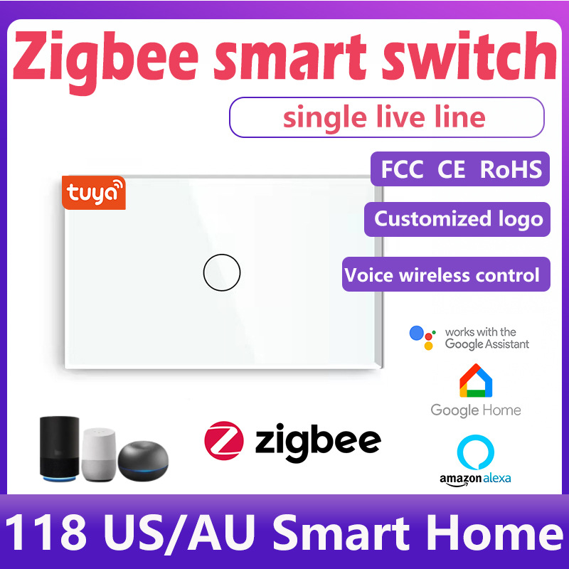 118型面板美规澳规Zigbee涂鸦智能开关单火版触摸开关墙壁远程