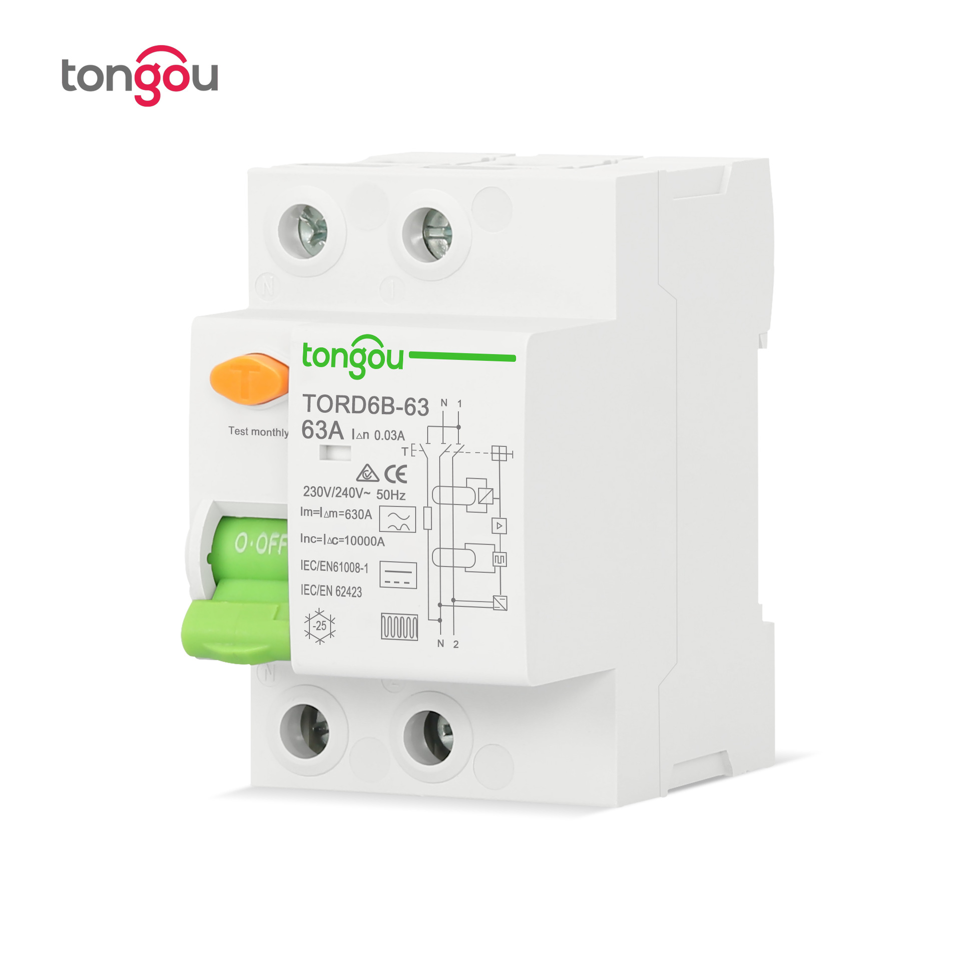 B型漏电保护器漏电断路器2P63A漏电保护开关10KA光伏RCCB RCD