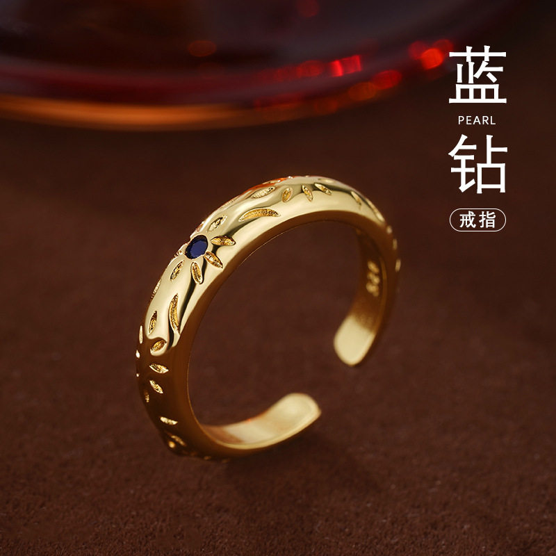 年新款轻奢高级感蓝钻戒指小众设