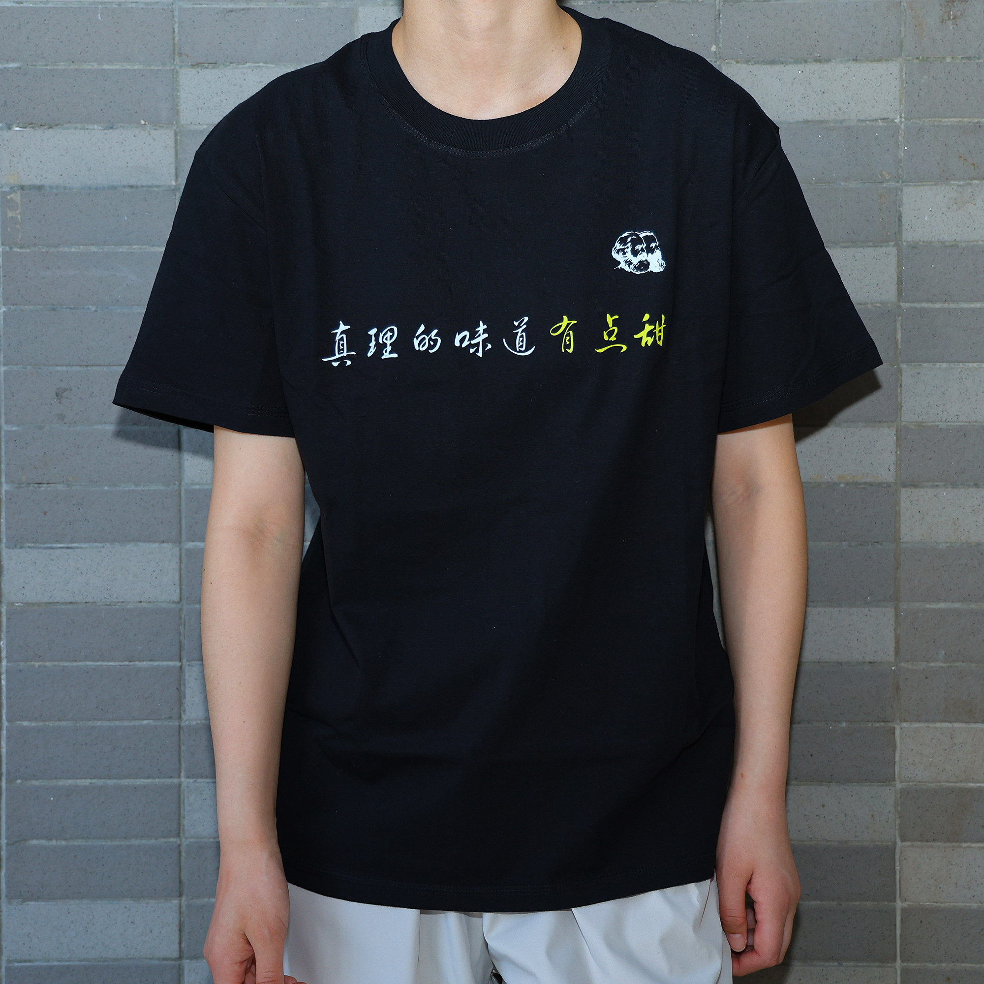 真理的味道有点甜 文化衫文化衫文创衫【黑色轻微掉色哦!纯棉T恤,21支双股220g新疆长绒棉 衣服 黑白两色】『编译·文创』