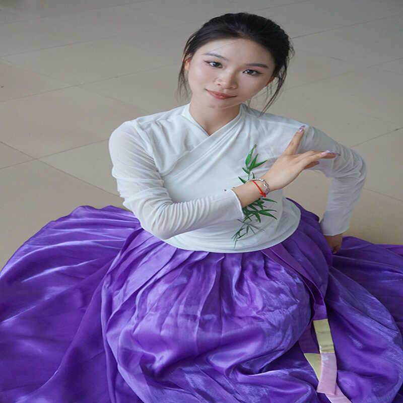 可定制艺考朝鲜族舞蹈服装女练功服大摆裙学生舞蹈生艺考比赛服装