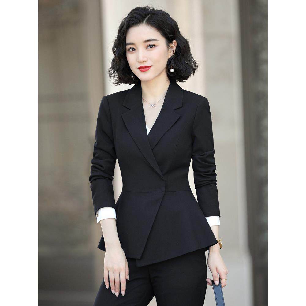 黑色正装女士职业装春秋典雅酒店前台工作服美容院管理工作服