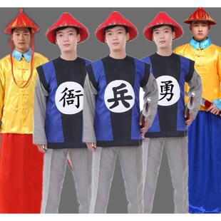清朝士兵服清朝小兵侍卫勇字兵衙役官服舞台服男士古装演出服装