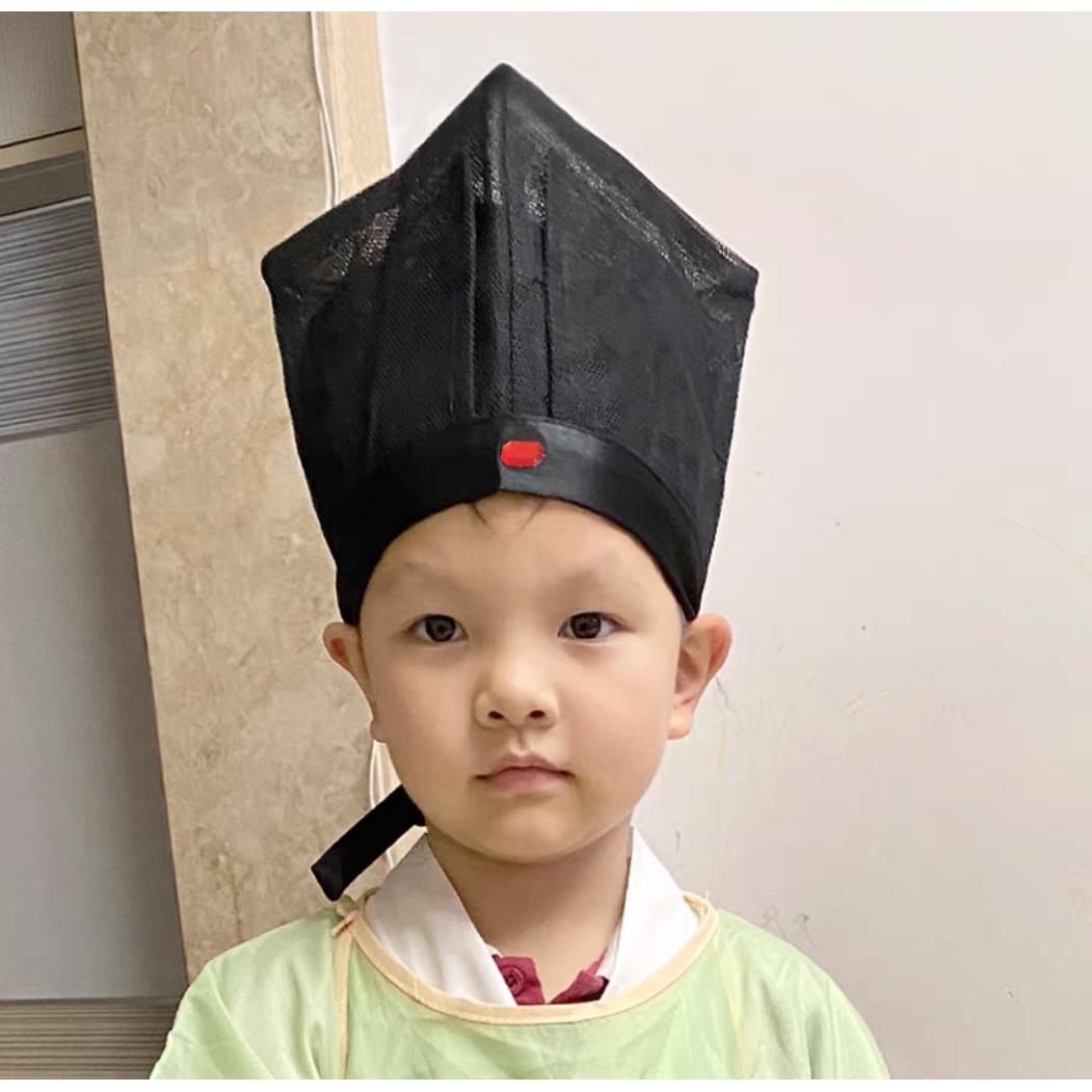 男童汉服帽子宋朝书生帽子儿童古装古代四方巾诗人演出帽子
