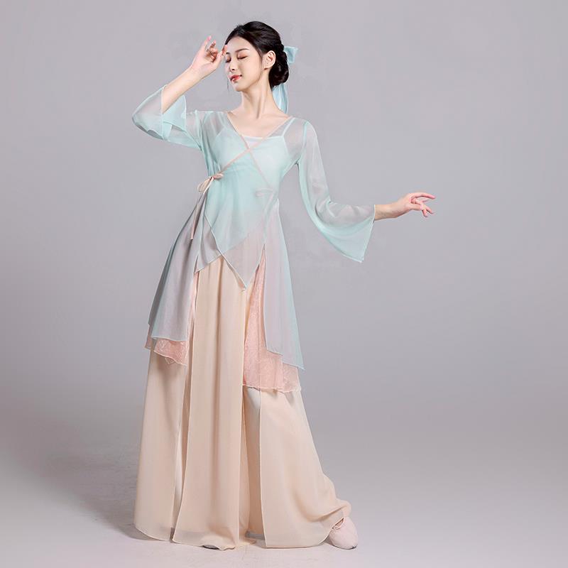 古典舞舞蹈服女飘逸纱衣新国风舞蹈演出服身韵练功服现代舞蹈套装
