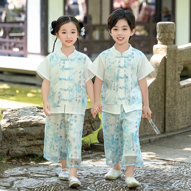 幼儿园汉服六一表演服夏季唐装三字经朗诵服小学生国学服合唱演出
