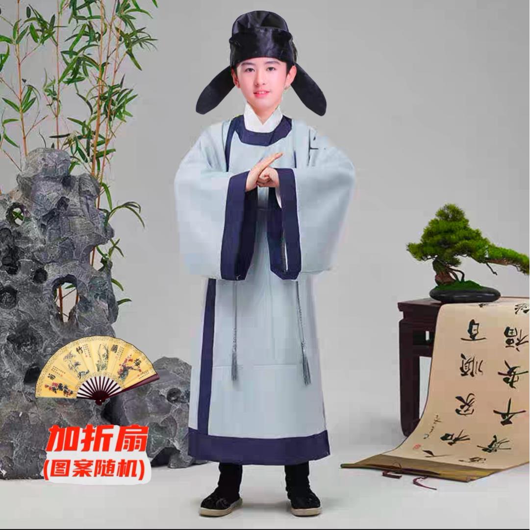 儿童汉服唐宋诗人李白陆游圆领袍书生古装宋明制襕衫汉服毕业季服