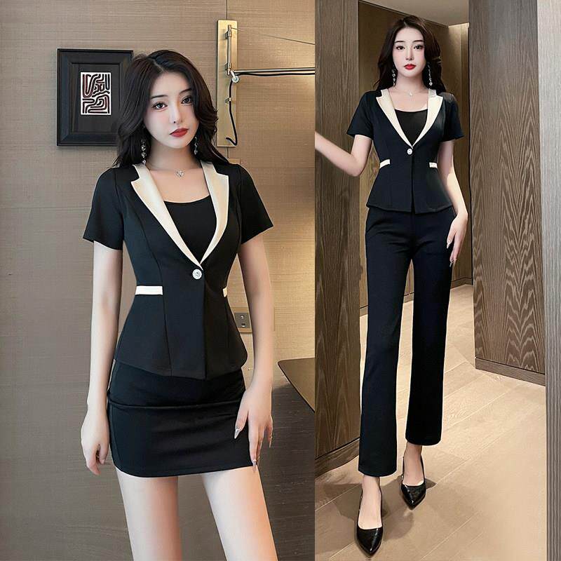 2023美容院三件套工作服短袖女技师足疗气质显瘦足浴空姐制服夏季