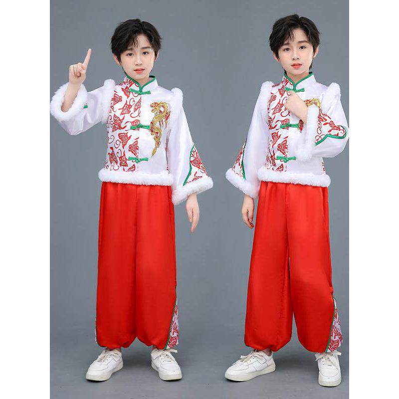 元旦儿童喜庆开门红演出服女童灯笼中国红秧歌服幼少儿舞蹈表演服