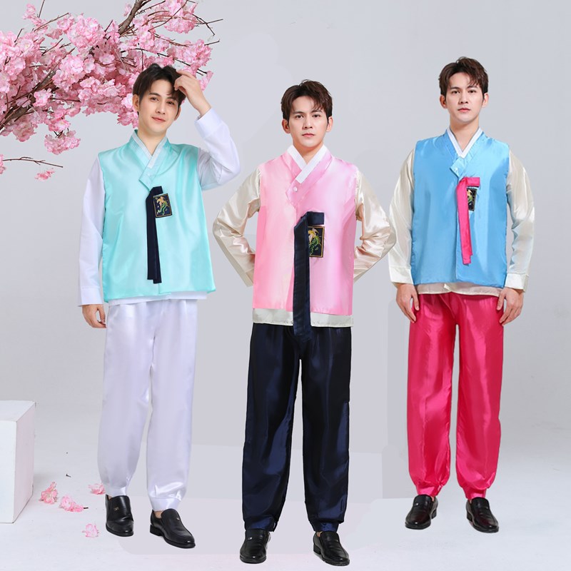 新款男士朝鲜族舞蹈服装宫廷韩礼服婚庆旅拍摄影写真表演出服
