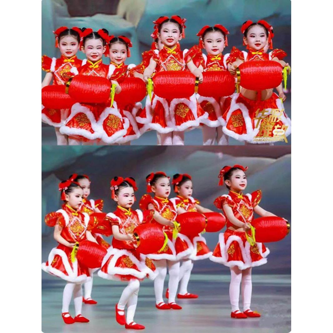 元日灯笼喜庆幼儿舞蹈裙冰糖葫芦演出服乐新春中国娃娃舞蹈表演服