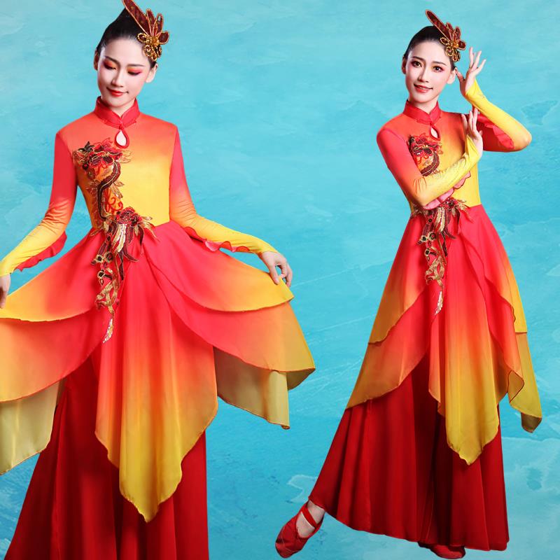 古典舞演出服女飘逸2025新款中国风秧歌服民族舞蹈服装打鼓服套装