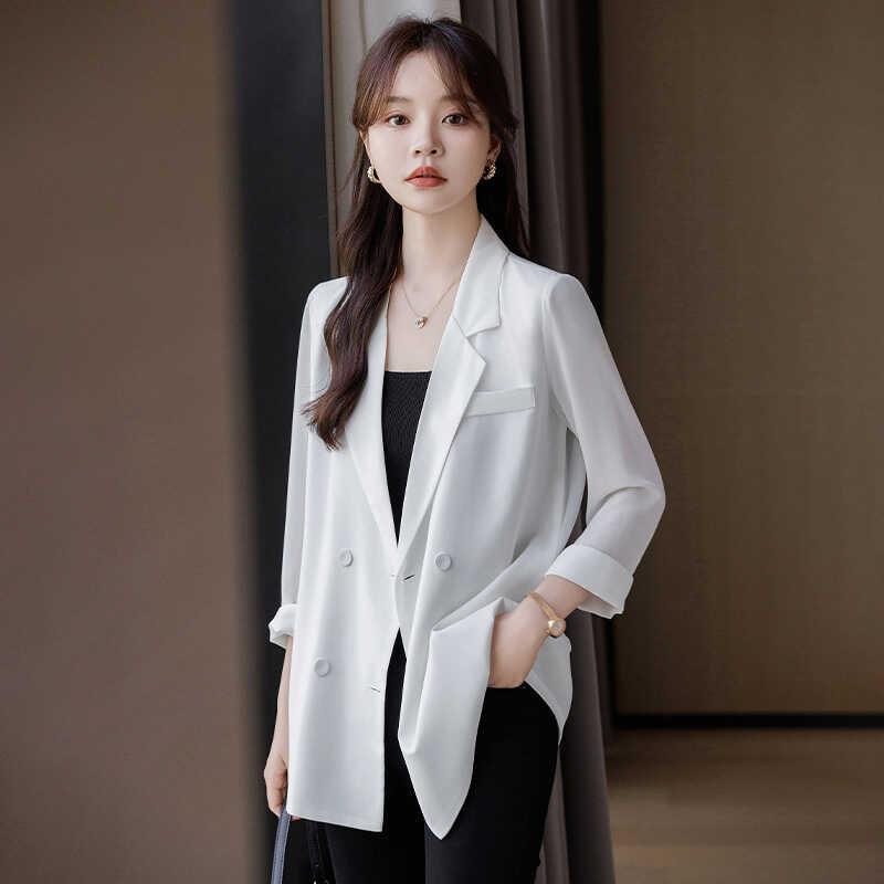 薄款雪纺西装外套女夏季2024新款高级感质宽松防晒气上衣休闲西服