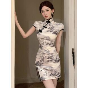 直播女主播服装上镜高端少女性感墨库改良版旗袍连衣裙