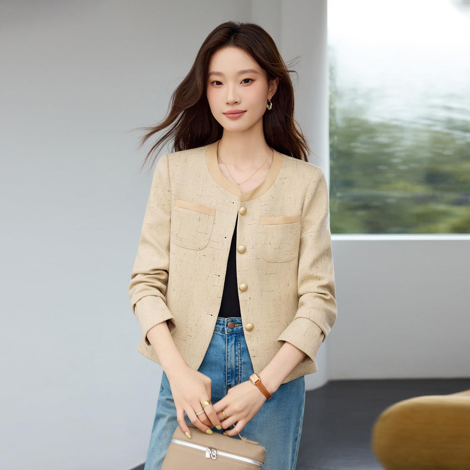 小香风短款西装外套女2025新款春秋高级感气质名媛法式粗花呢上衣