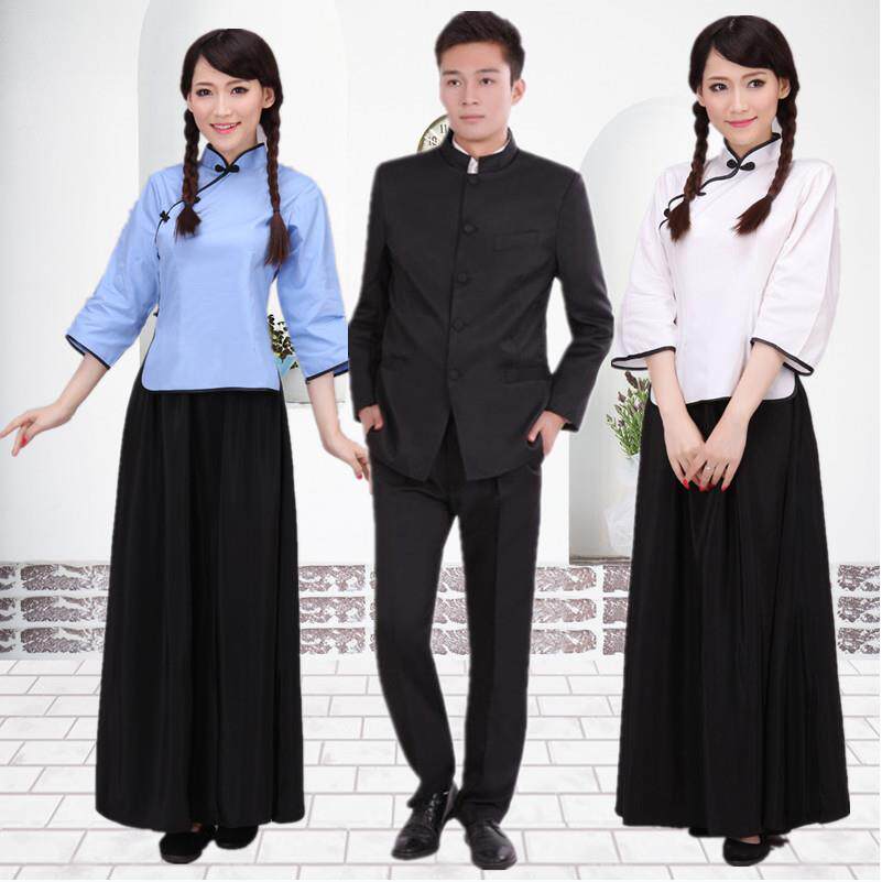 民国学生装女五四青年装民国风女装中山装男班服舞台合唱表演服装