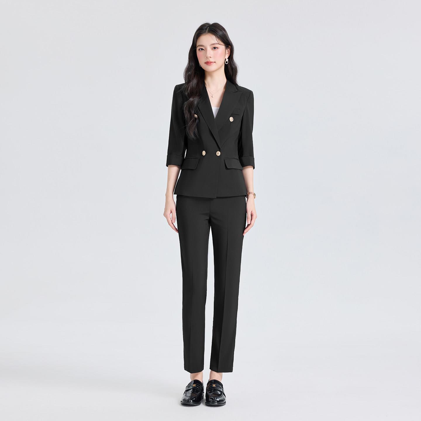高端西装外套女春夏新款气质女神范职业装工作服中袖正装西服套装