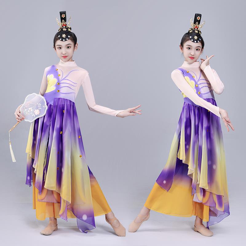 儿童古典蹈舞演出服女飘逸新款扇子舞十八焕蝶梦蝶飞舞演出服套装