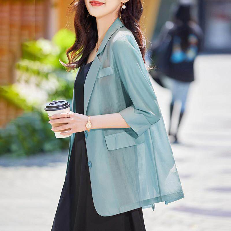 冰丝西装外套女夏薄款2026新款西服套装天丝雪纺透气防晒外搭开衫