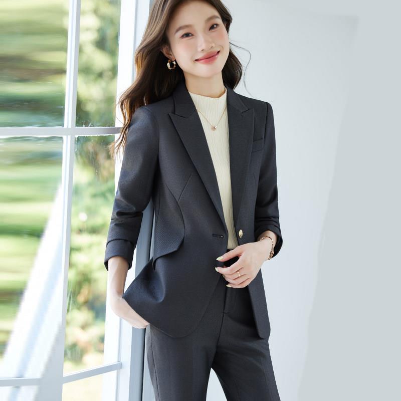 灰色西装套装女2025新款春秋季高级感面试正装酒店经理工作服外套