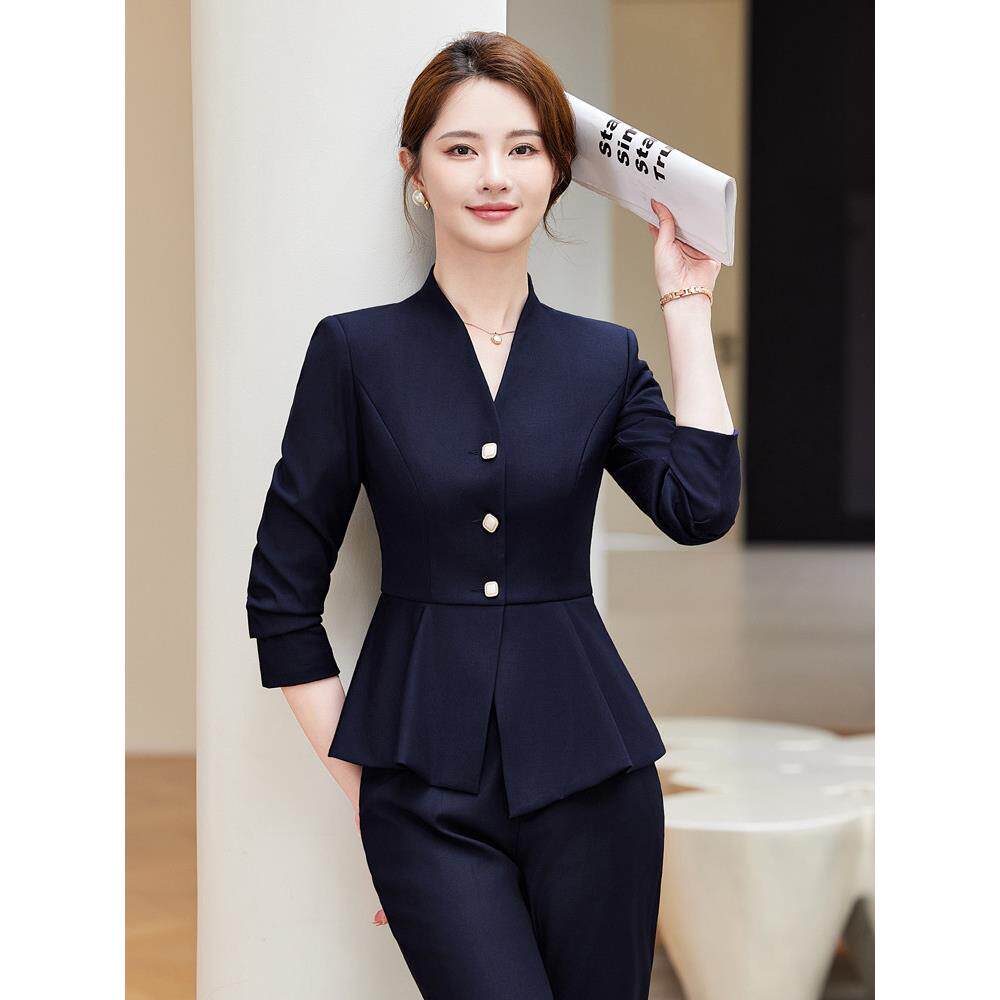 金店工作服女秋冬新款高端职业装正装医美前台饭店服务员会所工装