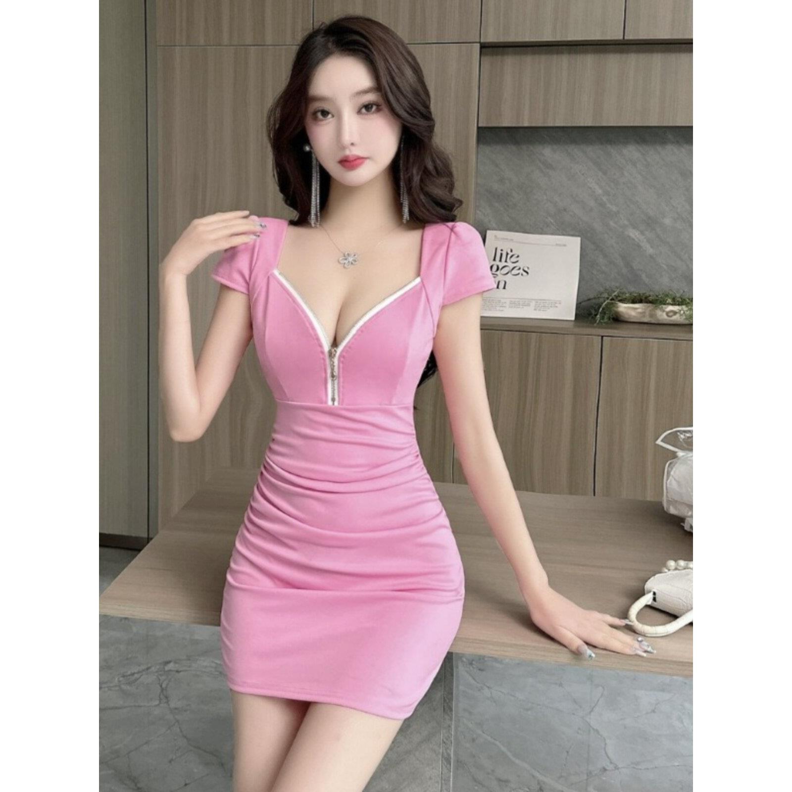 夜总会性感礼服深领低领拉炼紧瘦看臀抱裙夜总会服装工装裤