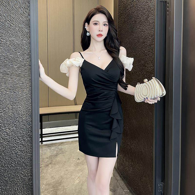 夏性感夜场工衣吊带包臀连衣裙女显瘦短裙柔式足浴按摩技师服