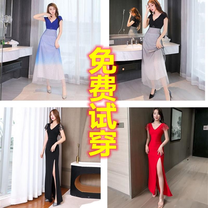夜店名媛性感连衣裙夜总会公关佳丽酒店晚礼服长裙沐足工衣女