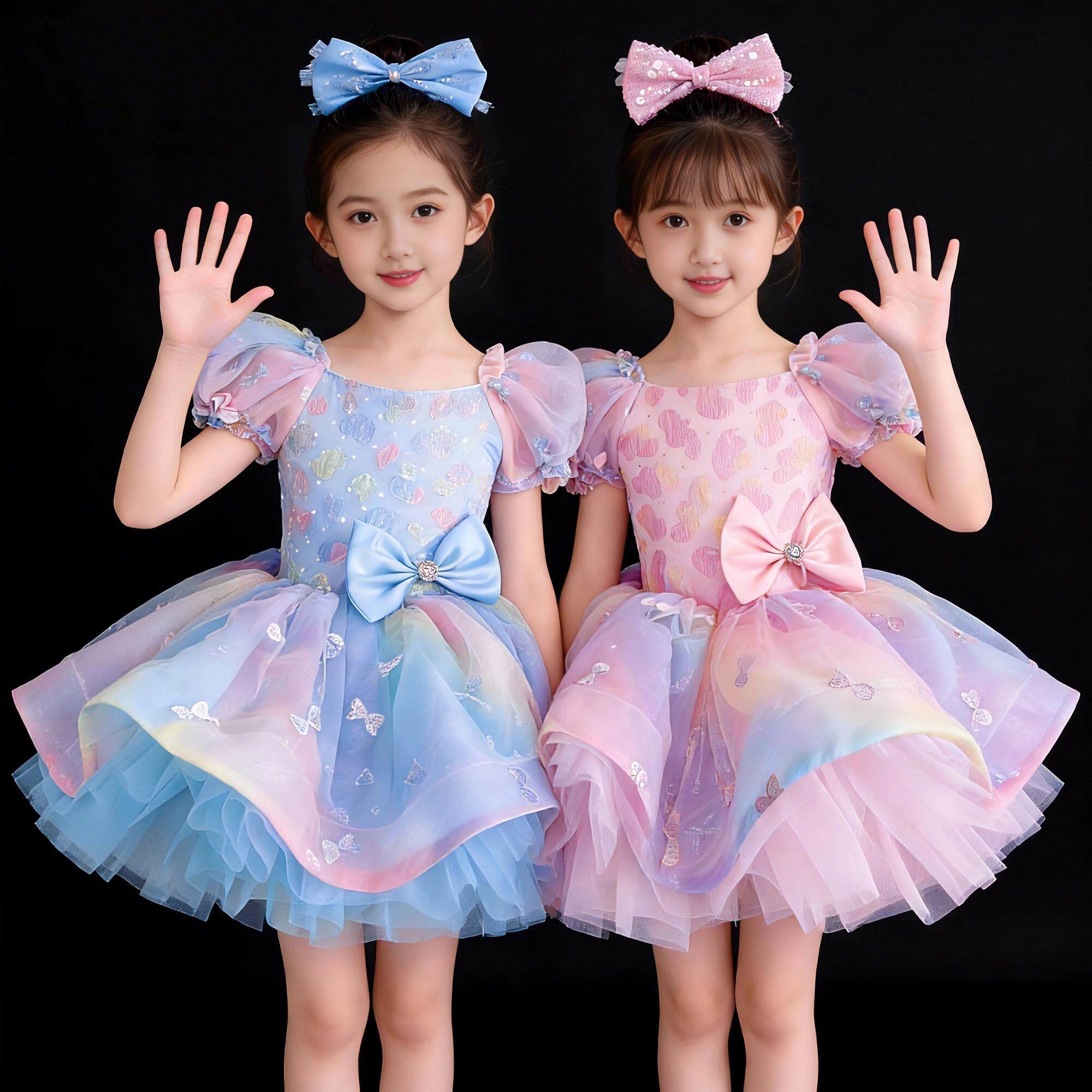 六一儿童蓬蓬纱裙女童可爱亮片芭蕾舞蹈演出服公主裙幼儿园表演服