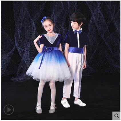 六一儿童合唱服演出服大合唱团男女童礼服春秋小学生朗诵表演服装