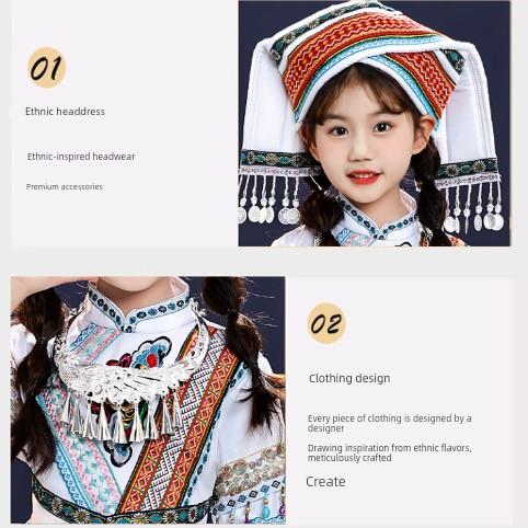 三月三少数民族服装儿童苗族女童广西壮族哈尼族服饰壮服装演出服