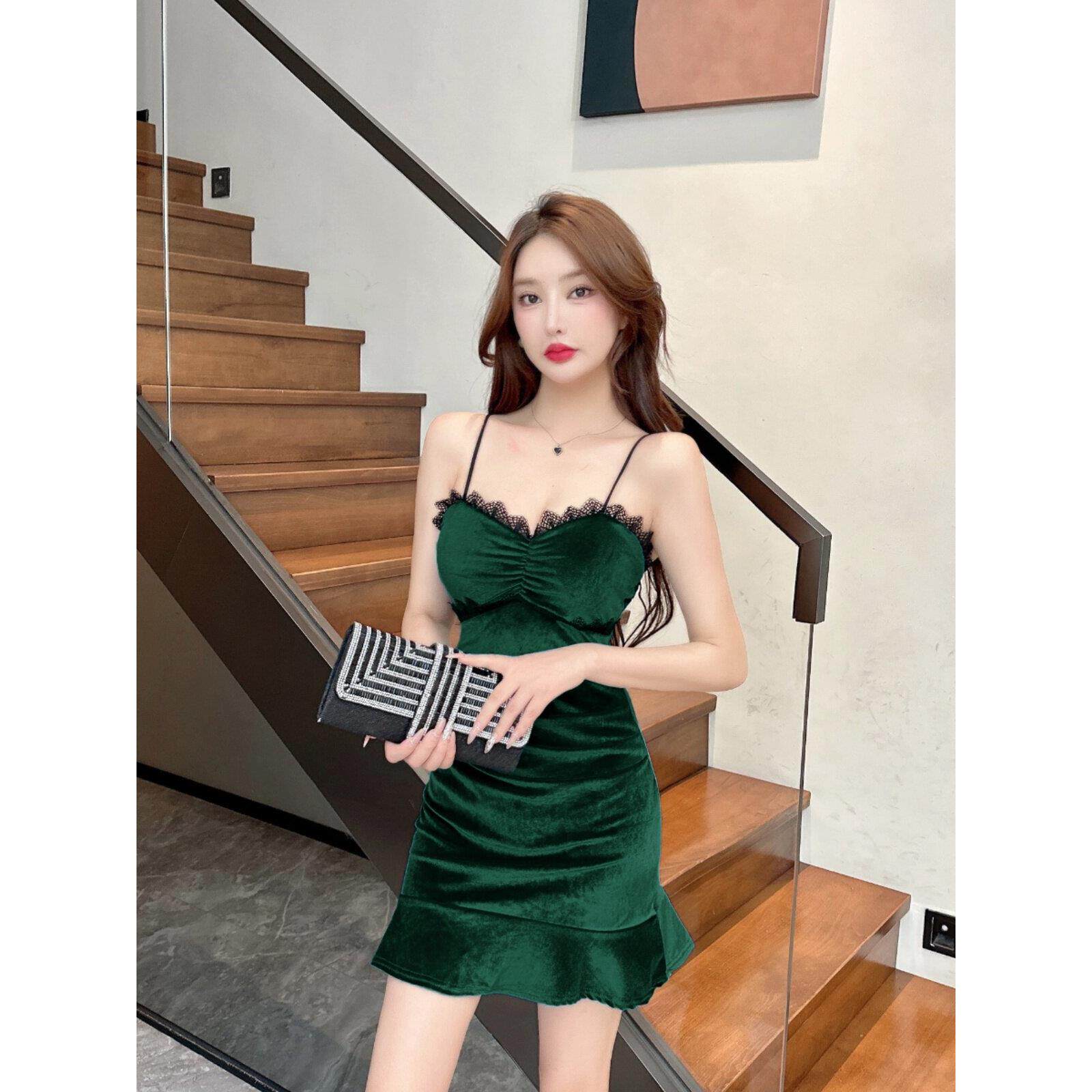 夜总会酒吧性感吊带裙夜总会性感低胸工作服裙娇小修身臀裙