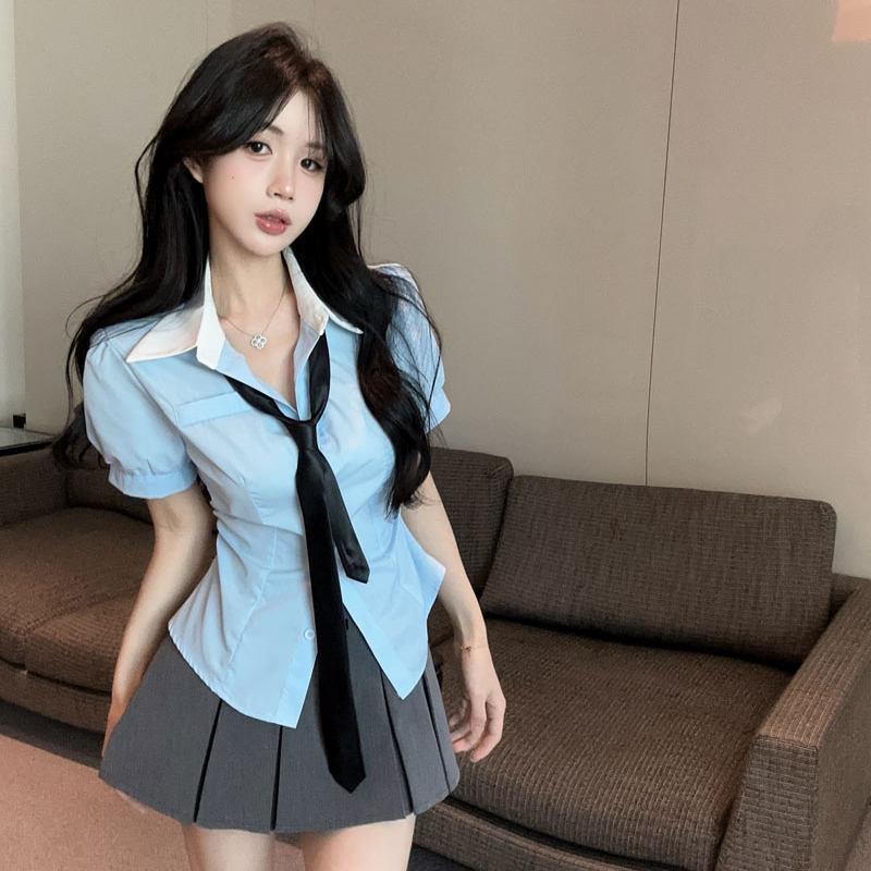 夏季足浴技师工作服女新款足疗套装减龄衬衫制服夜总店性感连衣裙