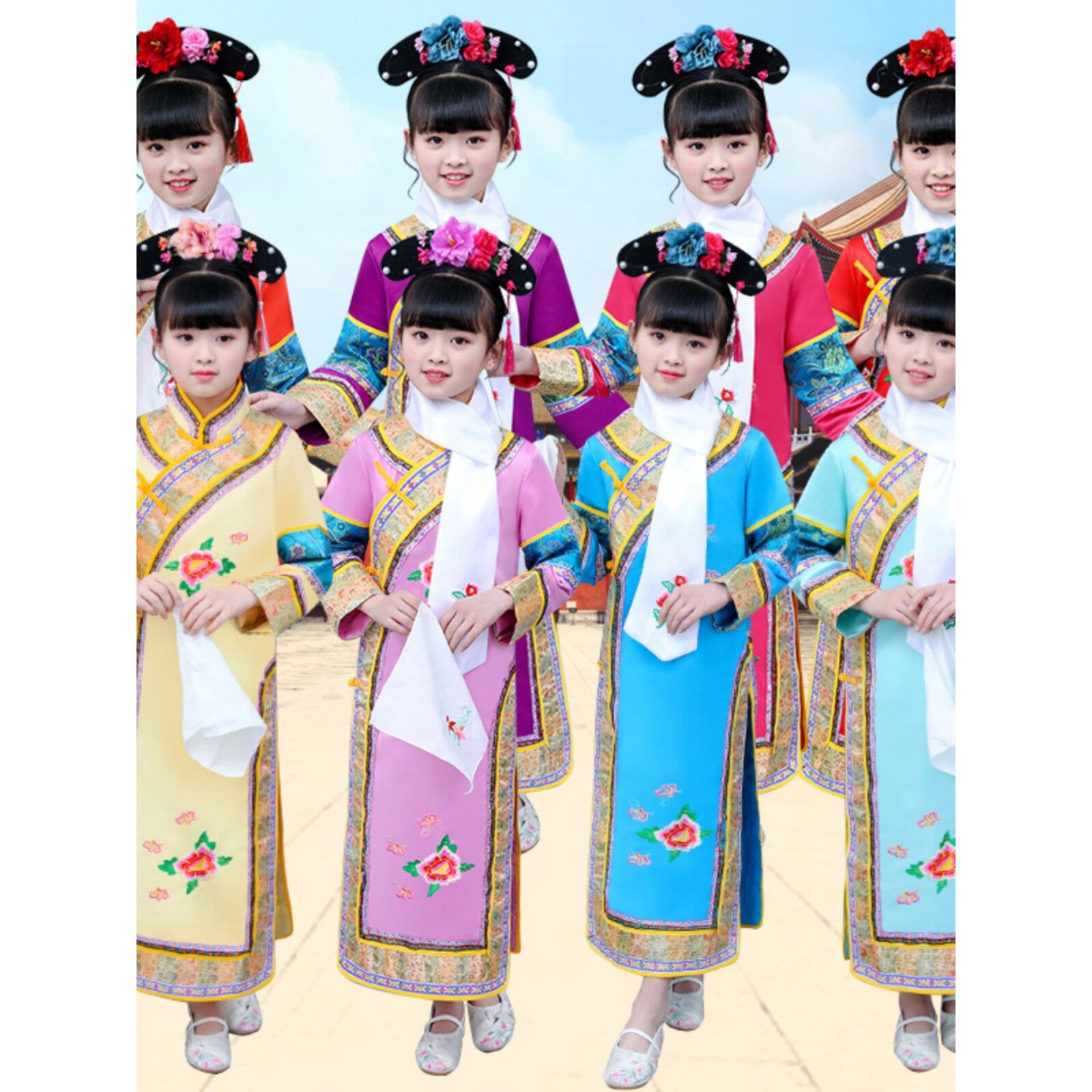 儿童古装清朝还珠格格服装女童公主贵妃满族宫廷甄嬛传演出服装