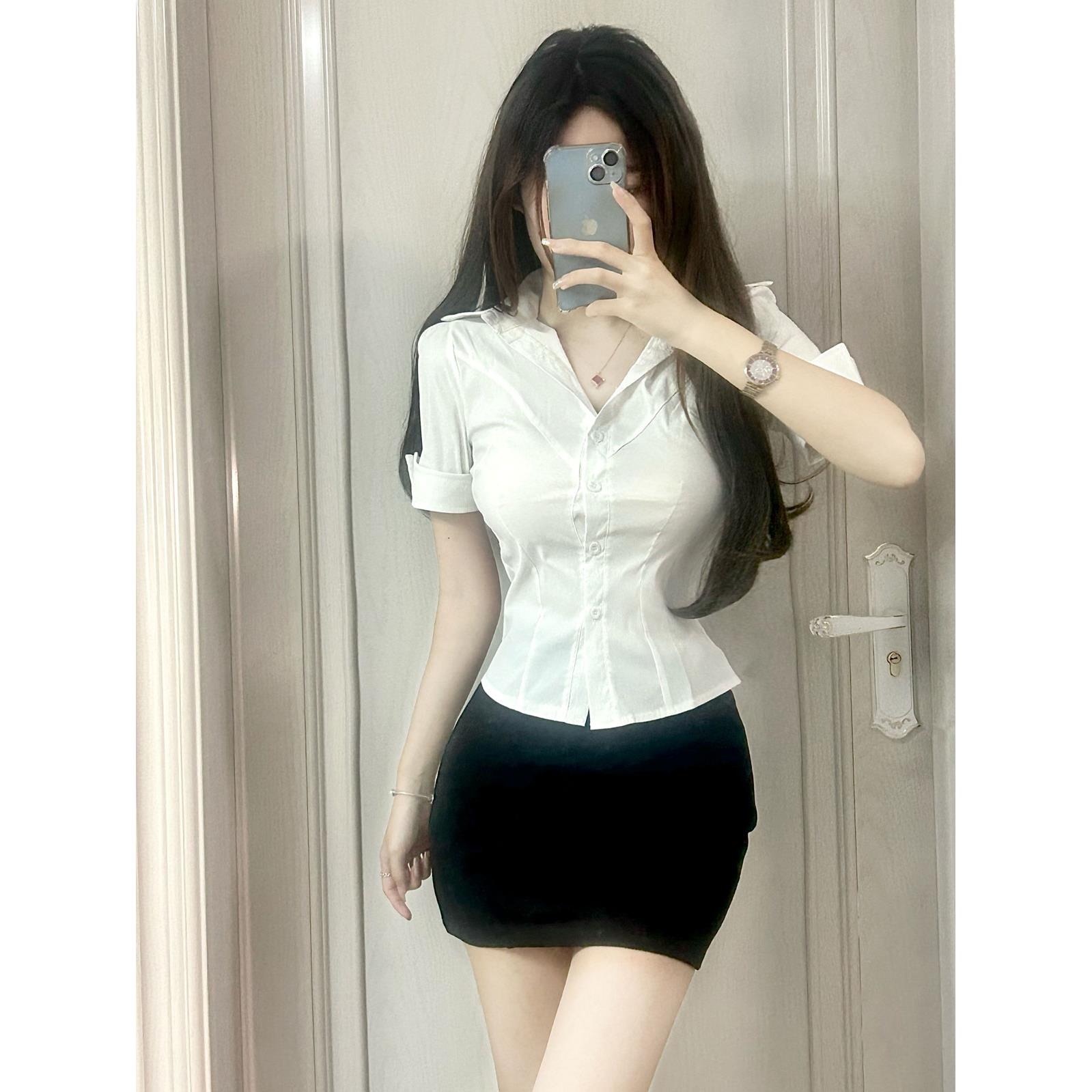 足浴工作服减龄款收腰气质衬衫足疗女技师衣服两件式套装夜场女装