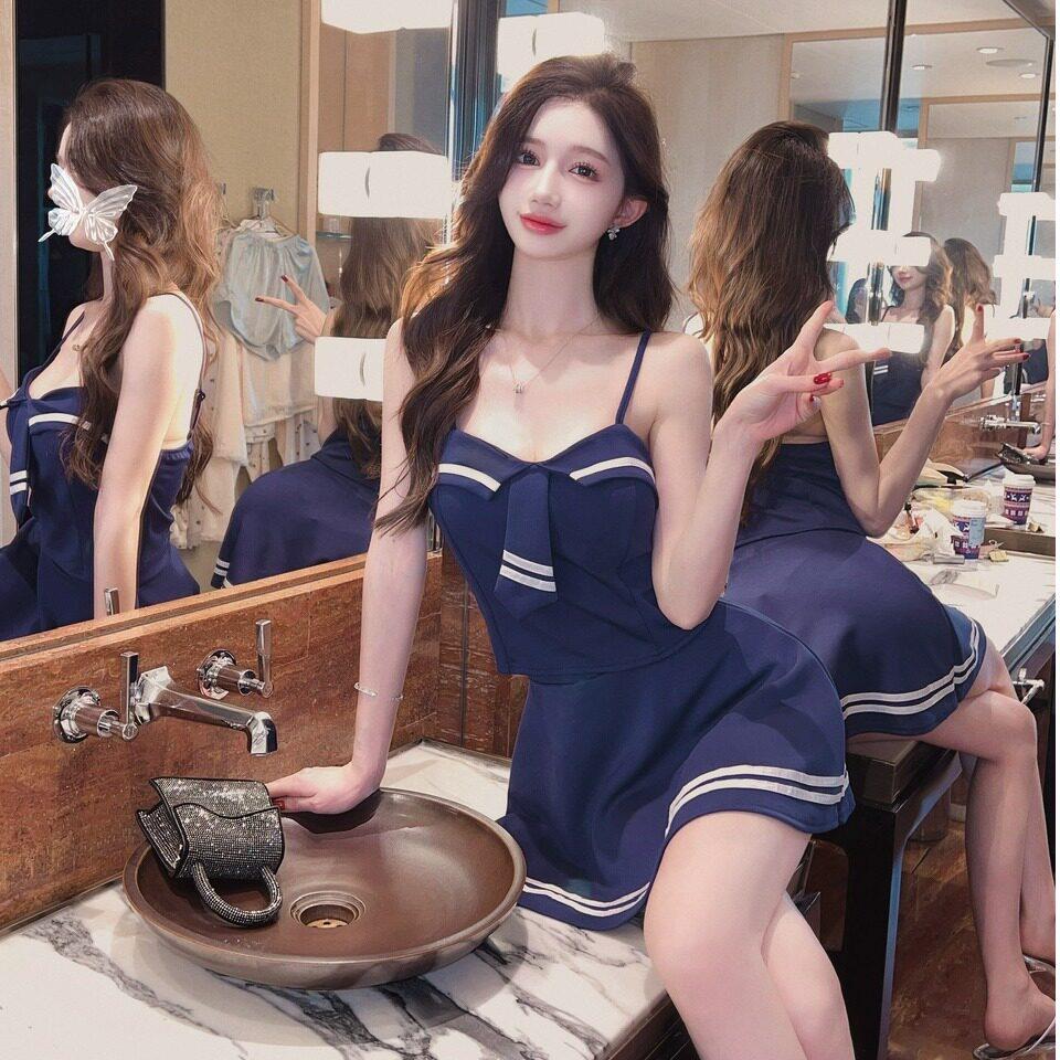 夜场女装酒吧技师工作服性感海军两件套装吊带上衣+半身裙连衣裙