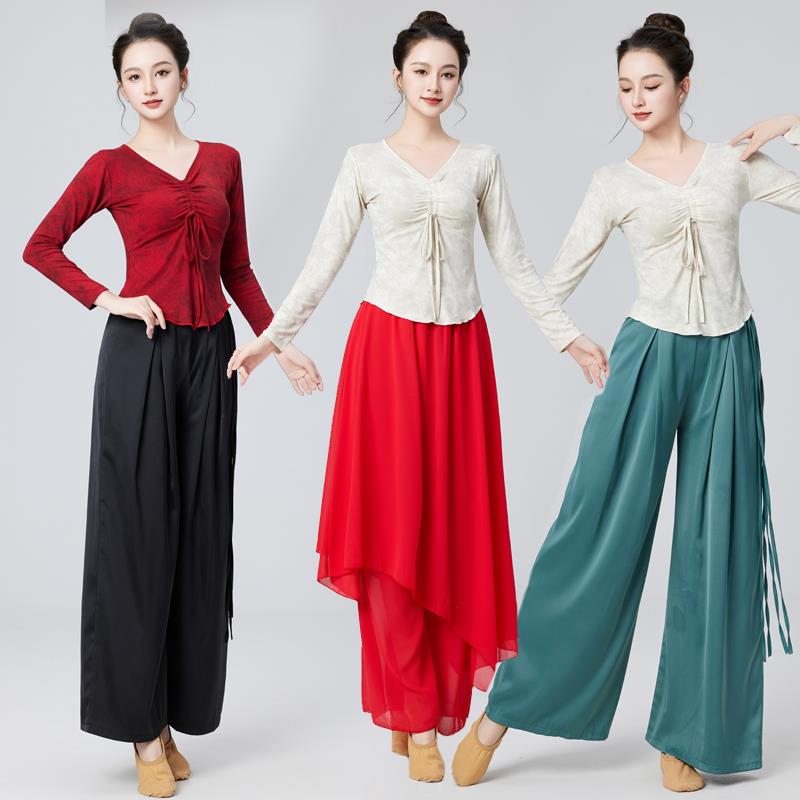 广场舞蹈服练功服女成人长袖现代舞古典舞表演服民族风新款跳舞服