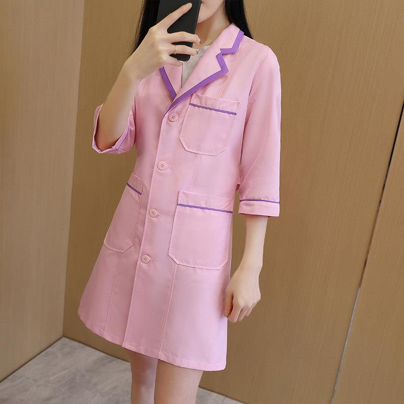 美容院美容师工作服中短袖白大褂母婴店护理催乳师产康医生服定制图片