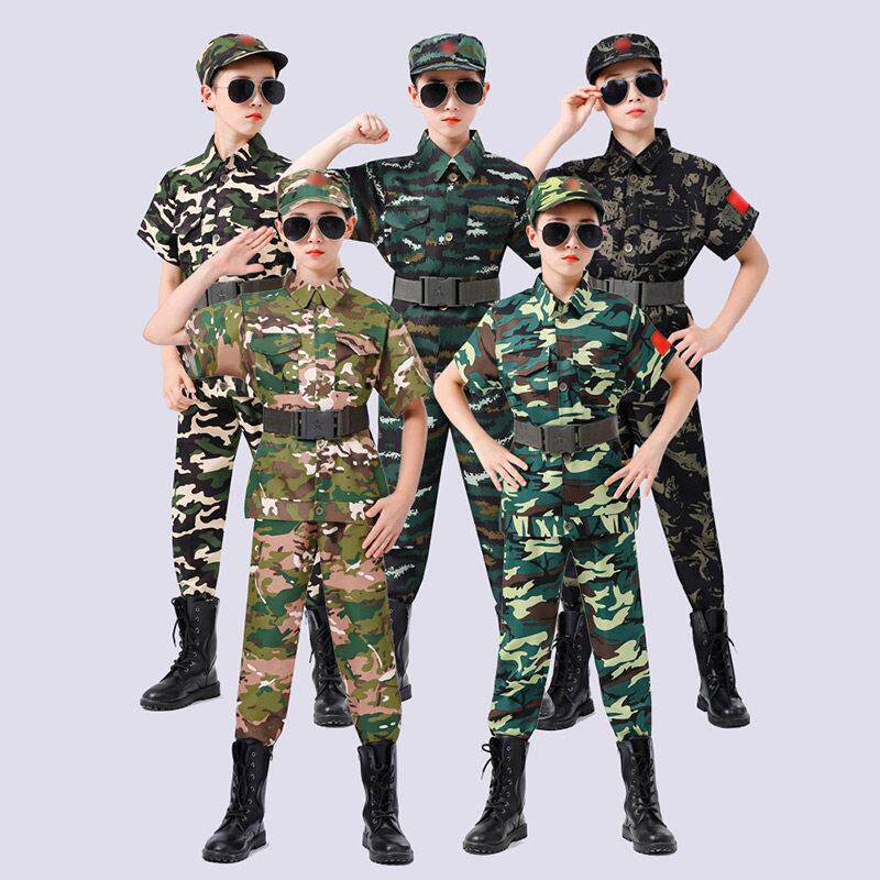 儿童迷彩服套装中小学生新式夏季令营军训服男女童战狼特种兵演出