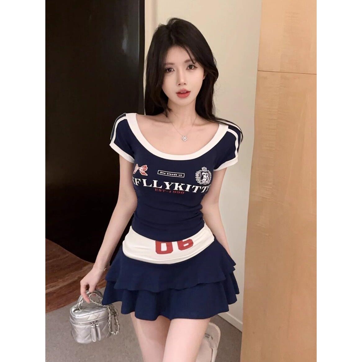 减龄制服运动套装小个子纯欲显瘦啦啦队陪玩足浴技师工作服性感