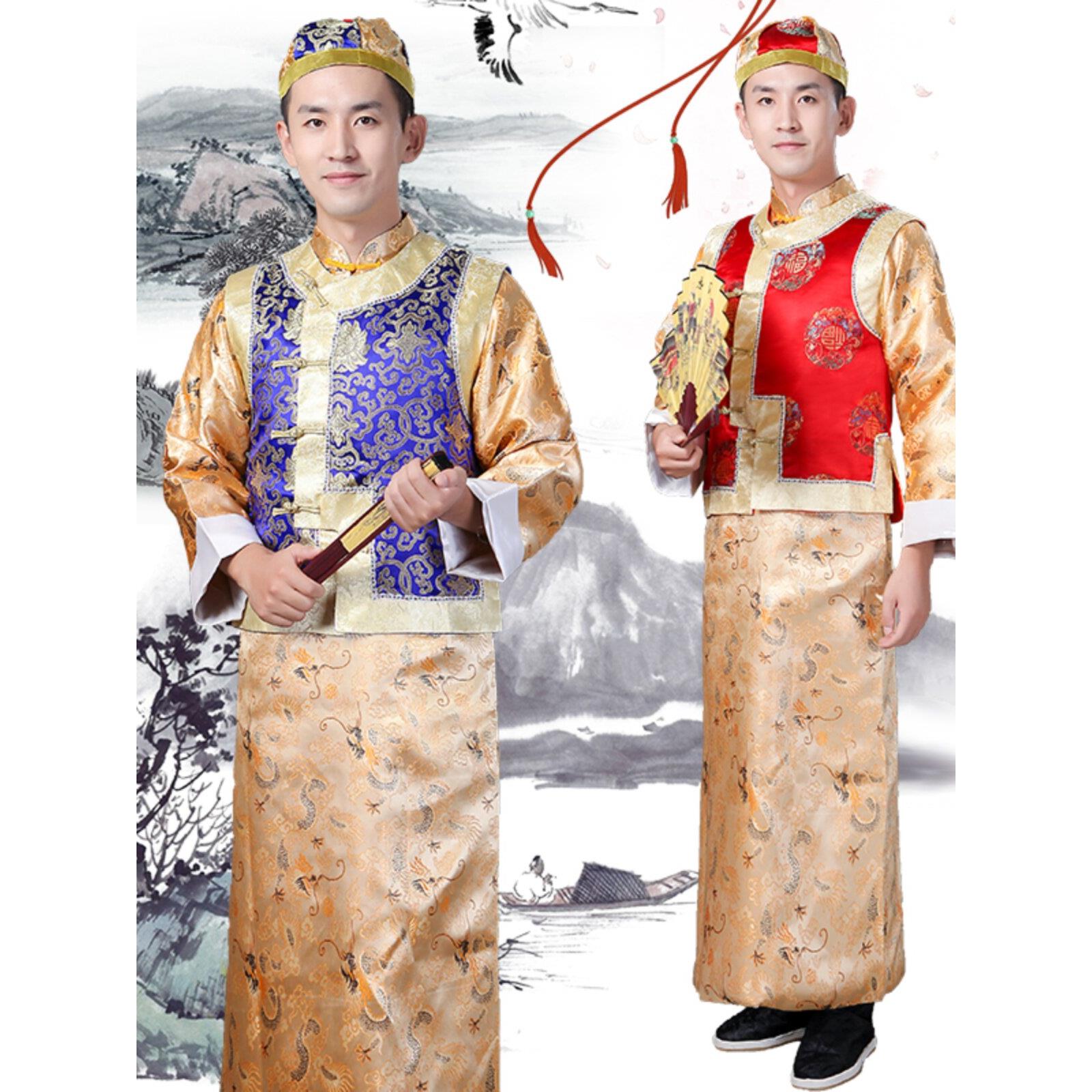 清代阿歌贝儿王子服装地主服装表演服装男性成人官服马褂舞台表演