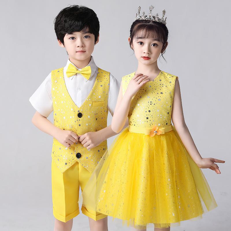 元旦儿童合唱演出服公主裙男女童中小学生诗歌朗诵表演服装蓬蓬裙