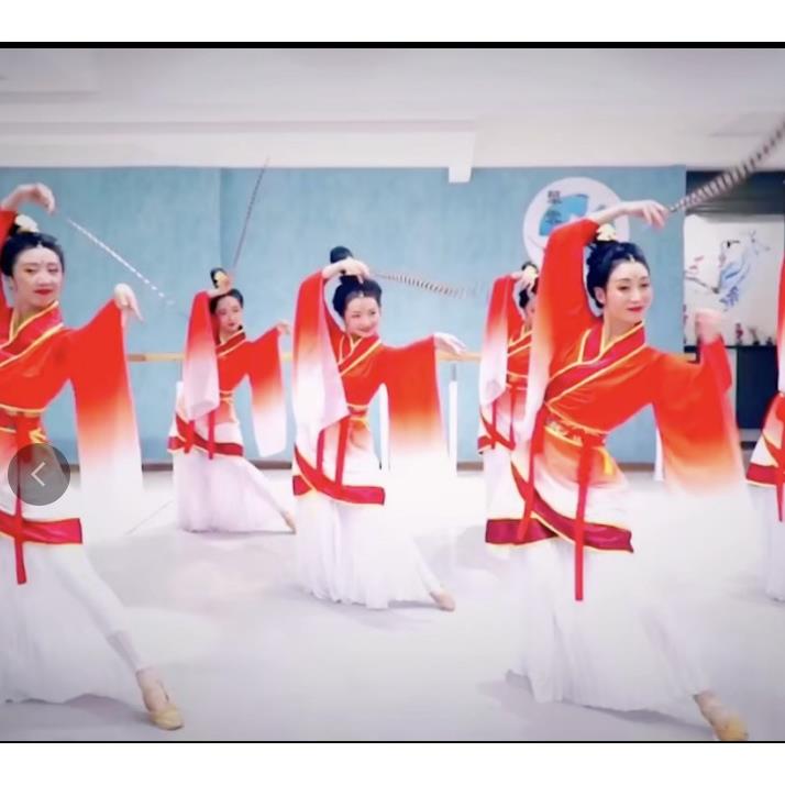 儿童汉服盛世舞蹈执羽表演服古装演出服曲裾襦裙宽袖歌舞开场比赛