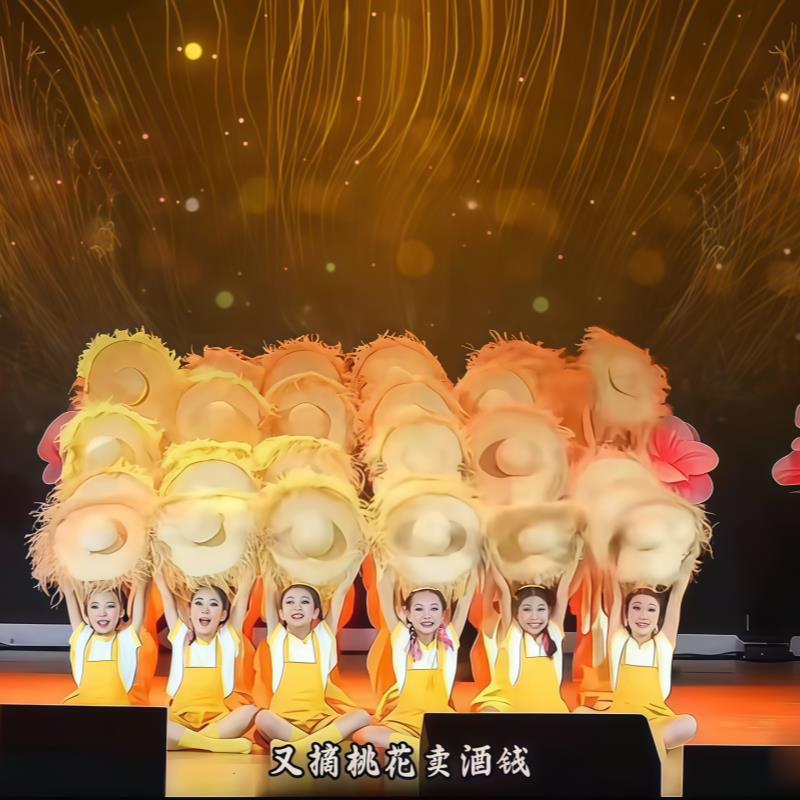 向阳花开演出服儿童又拿桃花换酒钱舞蹈服女童表演服道具太阳帽