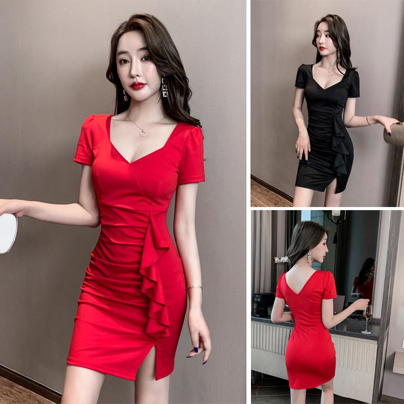 夜场女装性感连衣裙遮肚显瘦养生按摩工衣桑拿足浴技师工作服
